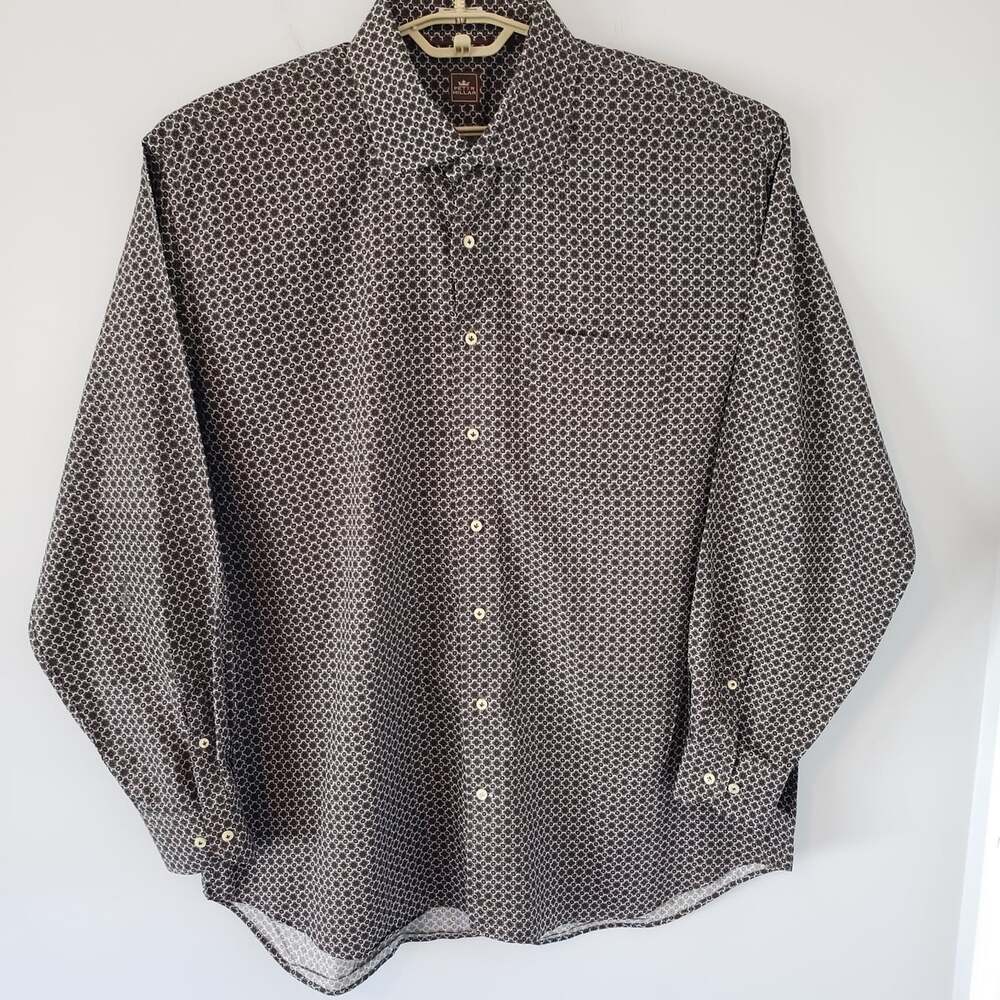 Peter Millar Long Sleeve Casual Shirt XXL. Blue/Brown EUC